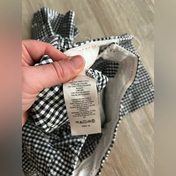 Anthropologie Maeve Essential Slim Flared Pants Black and White Gingham Crop - 6 - Picture 6 of 9